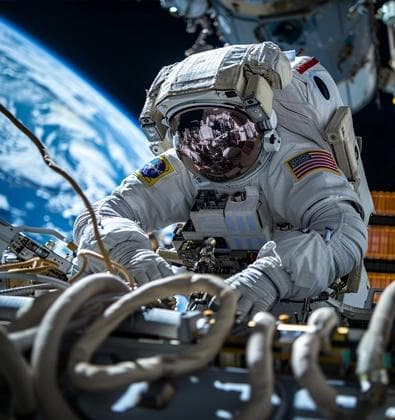 Astronaute avec des câbles Astronaute avec des câbles